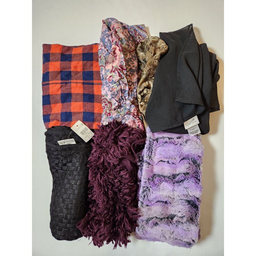 Women’s Scarf & Wrap Bundle Lot 7 Pieces Mixed Styles & Brands